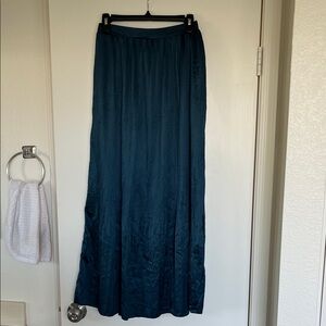 Deep Teal Pleated Maxi Skirt